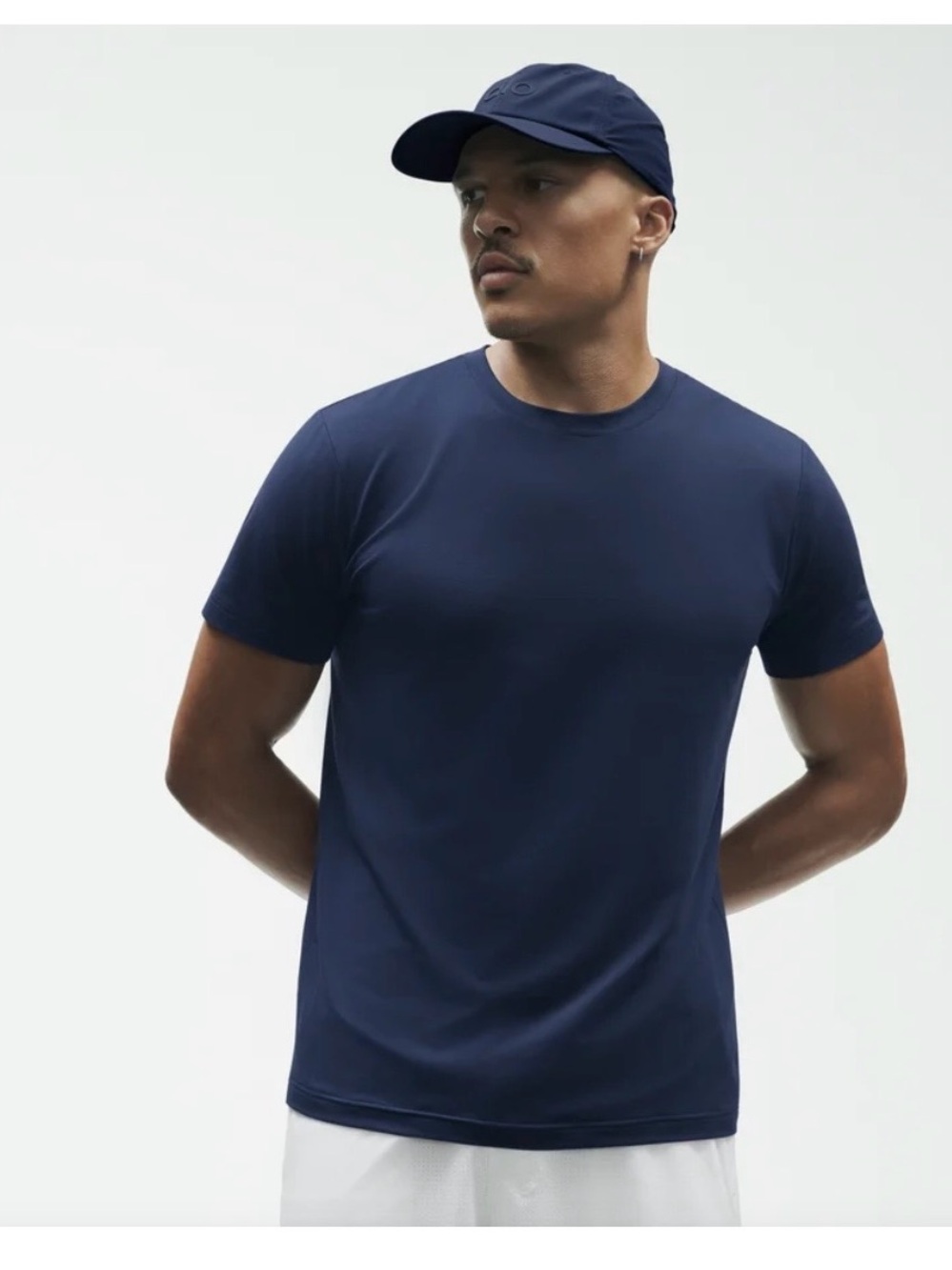 Men's Alo Navy Performance Crewneck T-Shirt conquer Reform
